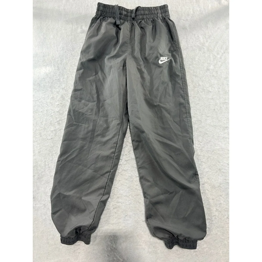 Nike Gray Windbreaker Track Pants Mesh Lined Joggers Boys Medium Embroidery Logo